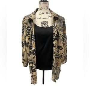 Gloria Lance Stylish plus size Button Down Blouse With Attached Tank Top